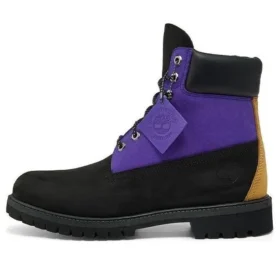 6-Inch Premium Waterproof Boot mit breiter Passform „Schwarzes Nubukleder mit Lila“ 6-Inch Premium Waterproof Boot mit breiter Passform „Schwarzes Nubukleder mit Lila“