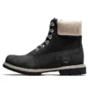 6-Inch Premium Waterproof Boot „Schwarzes Nubukleder mit beigem Cordkragen“