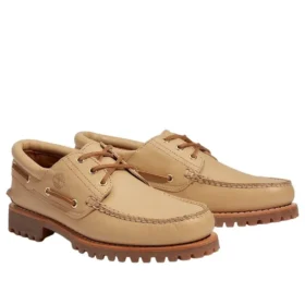 Authentischer 3-Loch-Lug-Handgenähter Bootsschuh „Beige“