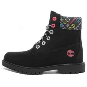 Heritage 6-Inch Boot „Schwarzes Nubukleder mit bunten Logos“