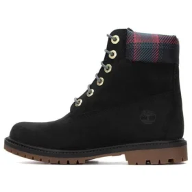 Heritage 6-Inch Boot „Schwarzes Nubukleder mit rosa-blaugrünem Karomuster“