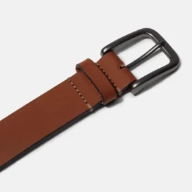 Herren 35 mm klassischer Jeansgürtel aus braunem Leder