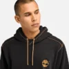 Herren-Hoodie mit kontrastfarbenen Nähten und Logo – Schwarz