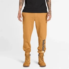 Herren-Jogginghose mit linearem Logo – Weizen-Stiefel