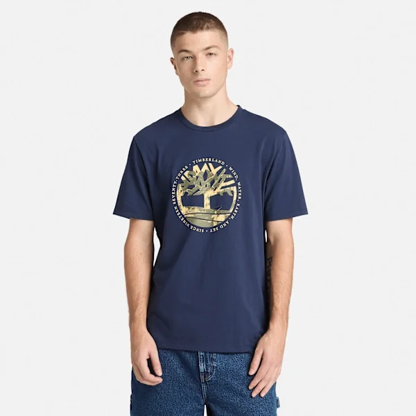 Herren-T-Shirt mit „Tree Logo Lake House“-Grafik Herren-T-Shirt mit „Tree Logo Lake House“-Grafik