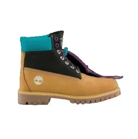 Hochwertige 6-Inch Premium Wasserdichte Stiefel „Weizenfarbenes Nubukleder mit schwarzem und blauem Kragen“