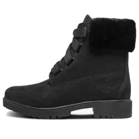 Jayne 6-Inch Wasserdichte Alltagsstiefel „Schwarzes Nubukleder mit Fell“