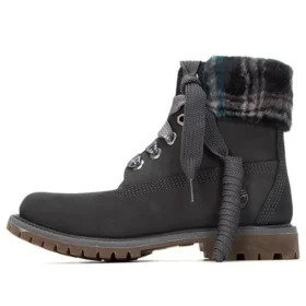 Lindon Woods 6-Inch Boot „Dunkelgraues Nubukleder und schwarzer bedruckter Kragen“