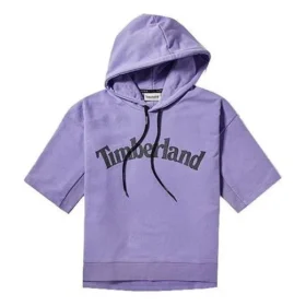 Logo-Aufdruck, lässig, mit Kapuze, kurzärmelig, lila