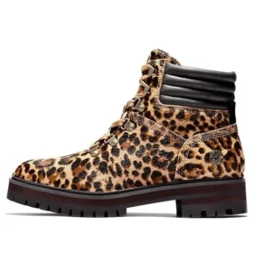 London Square Mid Hiker Stiefel „Braun mit Leopardenmuster“