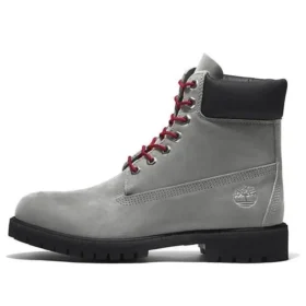 Premium 6-Inch Boot „Graues Nubukleder mit Rot“