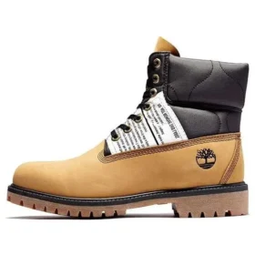 Premium 6-Inch Leather and Fabric Boots „Weizen-Nubuk mit Schwarz“