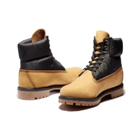 Premium 6-Inch Leather and Fabric Boots „Weizen-Nubuk mit Schwarz“