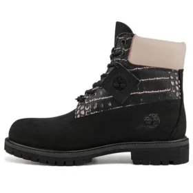 Premium Waterproof Boot mit breiter Passform, wasserdicht „Schwarzes Nubukleder mit Rosa“