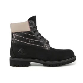 Premium Waterproof Boot mit breiter Passform, wasserdicht „Schwarzes Nubukleder mit Rosa“