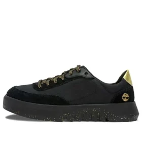 Supaway Oxford-Sneaker aus Leder und Stoff „Schwarz mit Gold“ Supaway Oxford-Sneaker aus Leder und Stoff „Schwarz mit Gold“