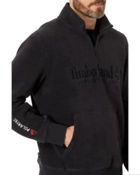 Sweatshirt mit 1/4-Reißverschluss und linearem Logo „Schwarz“