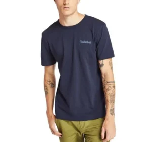 Timberland bedrucktes Kurzarm-Shirt mit Rundhalsausschnitt Blau Timberland bedrucktes Kurzarm-Shirt mit Rundhalsausschnitt Blau
