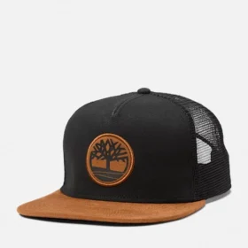 Trucker-Hut mit flacher Krempe aus Kunstwildleder